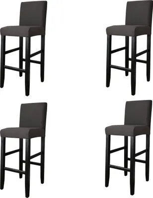 Produktbild von Barhocker Bezüge 4er Set Hussen Stretch Stuhlhussen mit Rückenlehne für Hochstühle, Dunkelgrau