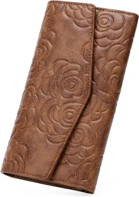 Produktbild von Damen Geldbörse aus veganem Leder -großer Kapazität, RFID-Blockierung, Vintage Portemonnaie, Clutch Brieftasche mit vielen Fächern für Alltag & Reisen