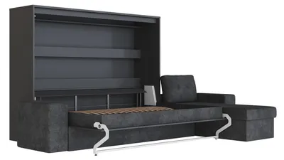 Produktbild von Schrankbett 160x200 Horizontal M2 (Tiefe 55cm) Ecksofa Anthrazit Anthrazit
