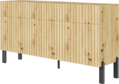 Produktbild von Selsey Telire - Sideboard 3-türig mit drei Schubladen und Lamellenfront, 154 cm – Eiche Artisan