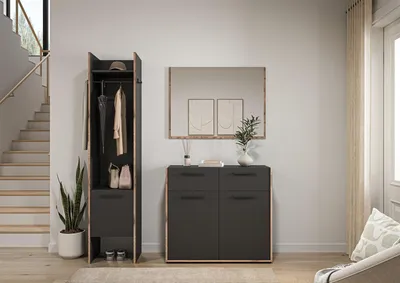 Produktbild von Garderoben-Set >Bueno< in Basalt - 152x189x37cm (BxHxT)