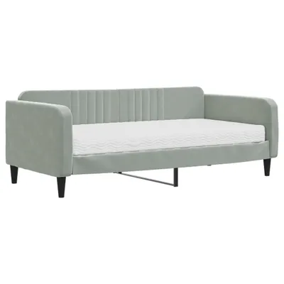 Produktbild von vidaXL Tagesbett mit Matratze Hellgrau 90x190 cm Samt