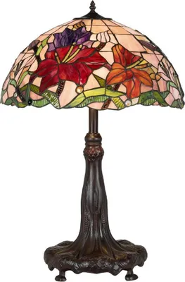 Zdjęcie produktu dla Casa Padrino Luxury Tiffany Table Lamp Multicoloured / Brown Ø 50 x H. 80 cm - Okrągła lampa biurkowa Tiffany - Luksusowe Wnętrza - Luksusowe Lampy - Lampy Tiffany
