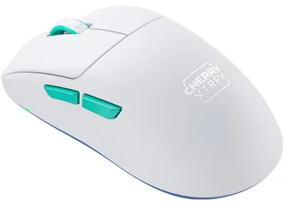 Produktbild von CHERRY XTRFY M68 Wireless, rechts, RF Wireless, 26000 DPI, Blau, Türkis, Weiß