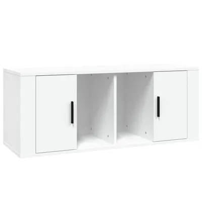 Image de vidaXL Armoire TV blanche 100x35x40 cm Bois composite
