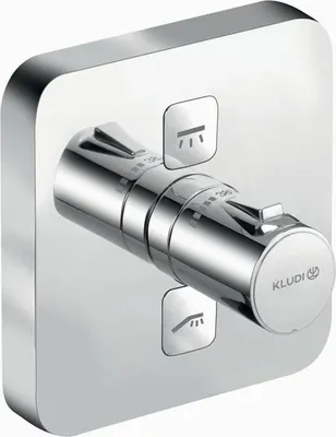 Obrázek produktu pro KLUDI PUSH UP termostatická baterie s tlačítkem pro 2 přípojky soft edge chrom, 389110538