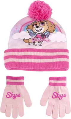 Immagine prodotto di Paw Patrol Skye, cappello e guanti per bambini, set invernale 2 pezzi, taglia:Unica