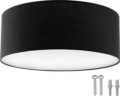 Image de Plafonnier CIRCUM abat-jour en aspect lin - noir
