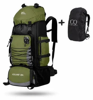 Productafbeelding van CarryQuest® - Rugzak 90L, trekking/tactisch model met MOLLE-systeem, groen