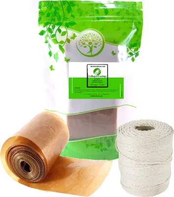 Produktbild von Kunstdarm 55mm / 5mts + Wurstgarn 80m, Metzger Kollagenhülle, Küchengarn, Rohwurstdarm