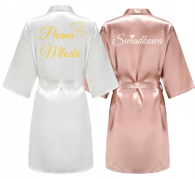Obrázek produktu pro Sada saténových županů - S/M - Župan pro nevěstu & svědkyni - Rosegold