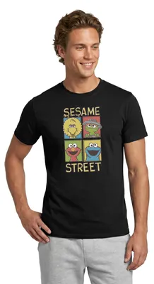 Produktbild von Spreadshirt Sesamstraße Bibo, Oscar, Elmo, Krümelmonster Männer T-Shirt, XXL, Schwarz