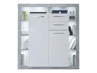 Produktbild von trendteam Wohnen Highboard Rock Stone + Weiß Melamin/Weiß Hochglanz 121 x 128 x 40 cm