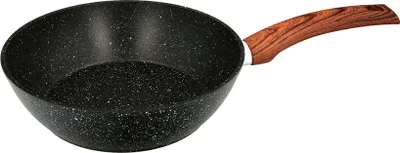 Image de Poêle à frire à revêtement antiadhésif en aluminium forgé, Ø 24 x 7 cm. Poignée caoutchoutée / 5 couches / Surface en pierre / Convient à tous les types de cuisine