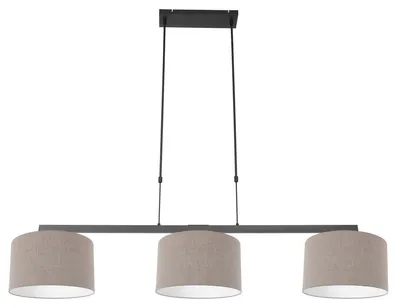 Immagine prodotto di Steinhauer - lampada a sospensione - Stang - nero - lino metallo - grande lampada da tavolo da pranzo - E27 - 3462ZW
