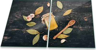 Produktbild von Herdabdeckplatten Glaskeramik Spritzschutz Glas Universal 2teilig 2x40x52 Gewürze Grün