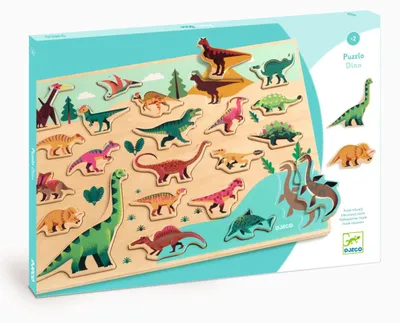 Zdjęcie produktu dla Puzzle drewniane Dinozaury, Djeco
