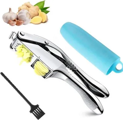 Image de Presse-ail 2-en-1 ergonomique avec éplucheur et brosse