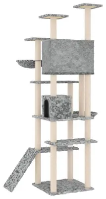 Productafbeelding van Krabpaal - Kattenklimrek - Krabmeubel - Kattenboom - Krabplank - Lichtgrijs - 191 cm Hoog