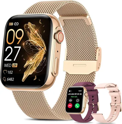Produktbild von Smartwatch Damen mit Telefonfunktion,1.85 Zoll Always-On-Display,120+ Sportuhr,Fitnessuhr Tracker mit Schlafmonitor/Herzfrequenz/SpO2