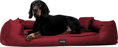 Produktbild von tierlando® Orthopädisches Hundebett GOOFY >> inkl. Matratzenschoner << Polyester - Größe: 90x75cm | Farbe: 04 Dunkelrot