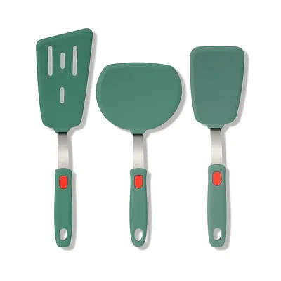 Produktbild von Silikon-Spachtel-Set,3 Stück,flexible Spatel für Antihaft-Pfannen,hitzebeständig bis 600 °F,ideal zum Wenden von Eiern,Burgern,Pfannkuchen und Crêpes
