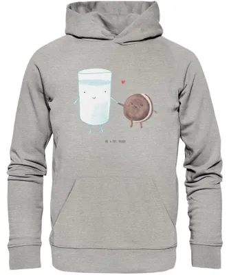Produktbild von Mr. & Mrs. Panda Sweathoodie Milch Keks Größe S - Heather Grey - Geschenk, Lustige Sprüche, Kapuzenpullover, Pullover, Hoodie, Pulli, Cookie, Kekse, Sweatshirt, Milk