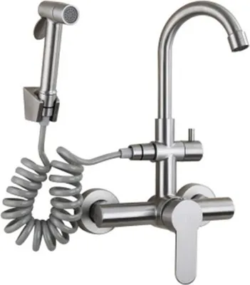 Immagine prodotto di Miscelatore per cucina - Miscelatore estraibile per lavello - Rotazione a 360° - 2 tipi di getto - Miscelatore monocomando con controllo acqua calda/fredda - Acciaio inossidabile SUS304 - Finitura in nichel spazzolato