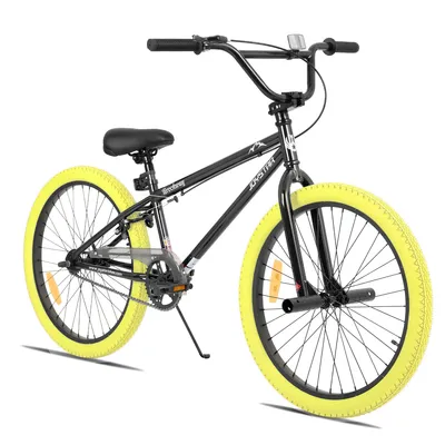 Produktbild von JOYSTAR Kinderfahrrad 24 Zoll BMX Fahrrad für Jungen Mädchen im Alter von 7-12 Jahren,Freestyle, 2 pegs, Kettenschutz, Singlespeed,Gelb
