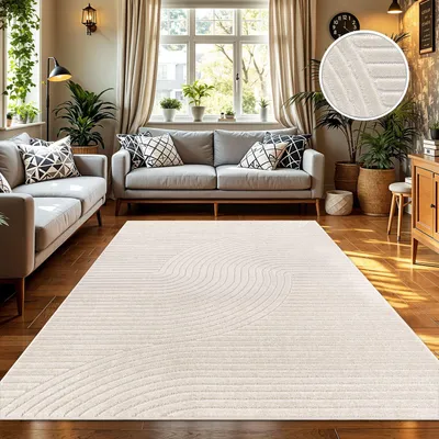 Produktbild von TT Home In-& Outdoorteppich Wetterfest Balkon Schlafzimmer Boho Skandi Motiv Unifarben Geometrische Optik Moderner Style Größe 160x230 cm