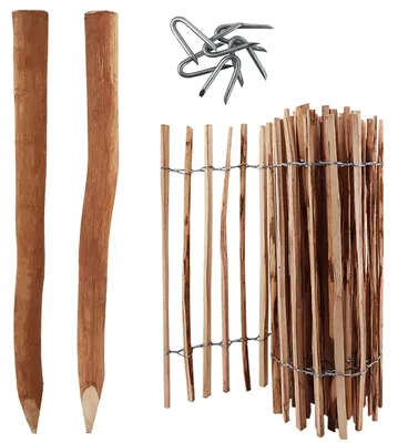 Productafbeelding van Complete Set Schutting 5m met Houten Palen en Krammen