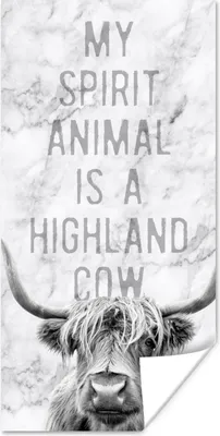 Produktbild von MuchoWow® Poster Schottischer Highlander - Marmor - Zitat 75x150 cm - Dekoration für die Wände