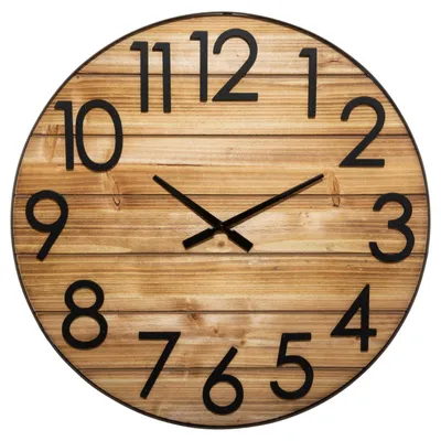 Image de Horloge murale en bois Abby, sapin, Ø 70 cm