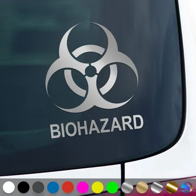 Produktbild von PantherPixel Biohazard Aufkleber Hinweis Warnung Vorsicht Sticker Auto Geschenkidee Farbe Silber