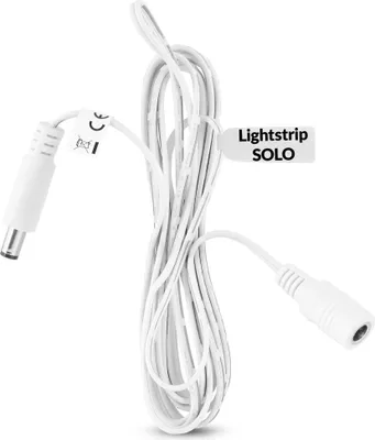 Produktbild von Wicked Chili 5,0m DC-Verlängerungskabel geeignet für Phillips HUE SOLO Lightstrip (Art # 929003816902) Kabel Verlängerung / Extension Cord für Netzteil S020AYV240083 (weiß, koppelbar)