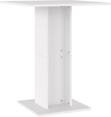 A white pedestal table against a white background.
