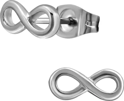 Produktbild von Ohrringe Infinity Ohrstecker 316L Chirurgenstahl Unendlichkeit in verschiedenen Farben Farbe - Silber
