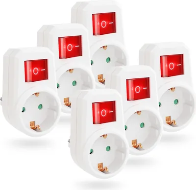 Image de greate 6x prise commutable avec interrupteur simple - interrupteur de prise de courant Schuko, fiche intermédiaire avec interrupteur