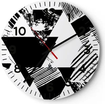 Produktbild von Wanduhr - Rund - Glasuhr - Abstraktion modern - 30x30cm - Schleichendes Uhrwerk - Lautlos - zum Aufhängen bereit - Dekoration Modern - Wanddekoration aus Glas - C4AR30x30-3882