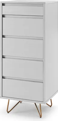 Produktbild von SalesFever Kommode hoch | 4 Schubladen und 1 Fach | inkl. Spiegel | Beine Metall mit Messinglegierung | B 45 x T 40 x H 110 cm | weiß