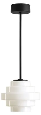 Produktbild von Hängeleuchte Metall Glas G9 rund D: 14 cm H: max. 41 cm Schwarz Weiß Modern Hängelampe