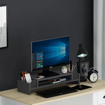 Produktbild von HOMIDEA CINAR Monitorständer – Monitorerhöhung mit Ablagefläche – Schreibtisch Organizer für Büro und Homeoffice (Anthrazit/Schwarz)