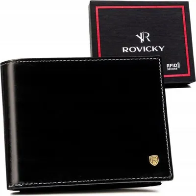 Obrázek produktu pro Rovicky pánská peněženka z přírodní kůže černá RFID 12x9,5 cm
