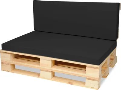 Produktbild von Palettenkissen Palettenauflagen Sitzkissen - 120x80 cm und Rückenlehne 120x40 cm - Outdoor und Indoor - schwarz