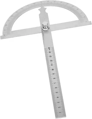 Obrázek produktu pro Úhloměr z nerezové oceli s červeným označením – sada pro měření úhlů a čar 0–15 cm (150 × 200 mm)