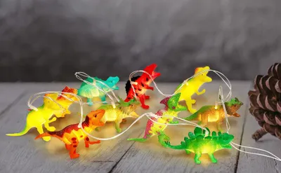 Image de Guirlande lumineuse LED de 2,10 mètres, guirlande lumineuse dinosaures, lampe décorative, fête, amusement, nuit, décoration de chambre d'enfant
