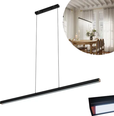 Obrázek produktu pro UISEBRT 150cm LED závěsné světlo 60W teplá bílá, výškově nastavitelné, lineární design, závěsné světlo pro obývací pokoj, jídelnu, kuchyň, kancelář