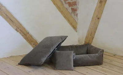 Zdjęcie produktu dla animal-design Miękka sofa „Samtweich” przytulna i miękka różne rozmiary i kolory – legowisko dla zwierząt domowych, kolor: taupe, rozmiar: rozmiar 1