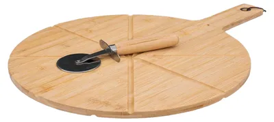Produktbild von 5Five Simply Smart Pizza-Schneidebrett mit Pizzaschneider, Servierbrett, Bambus, 37 cm, 189624