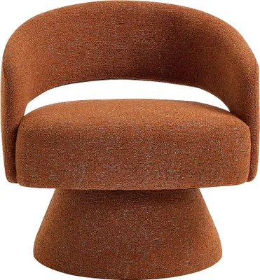 Produktbild von Drehbarer Sessel - Chenille Stoff Terrakotta - FEDOTE